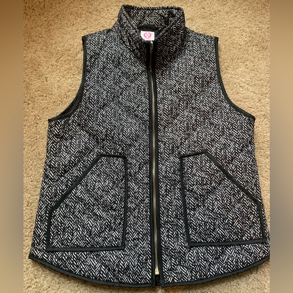 Wanna B Women’s Black Herringbone Size Small Full Zip Up Sleeveless - Picture 1 of 6